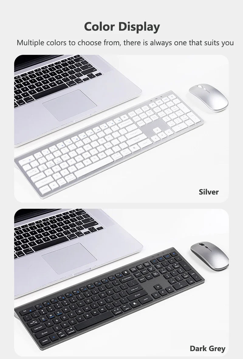 Bluetooth 5.0 & 2.4G Wireless Keyboard and Mouse Combo Multimedia Keyboard Mouse Set for iPad Macbook Android Laptop PC TV