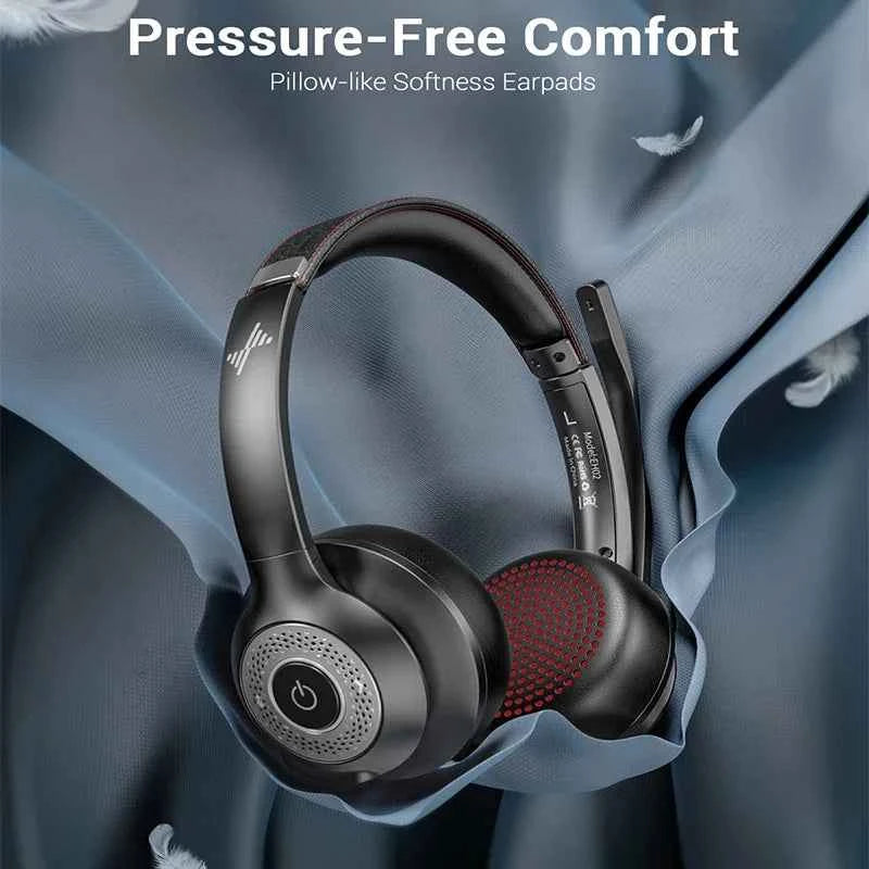JIAMQISHI EH02U Wireless Bluetooth Headset ANC MIC for Work Computer Headphones USB Dongle Mute Mic for MacBook Headset Phone