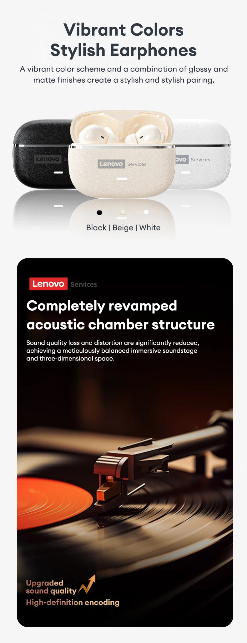 Lenovo LE208 Bluetooth V6.0 Earphones ENC Noise Cancelling Wireless Headphone Low Latency Gaming Music Earbuds HD Call With Mic
