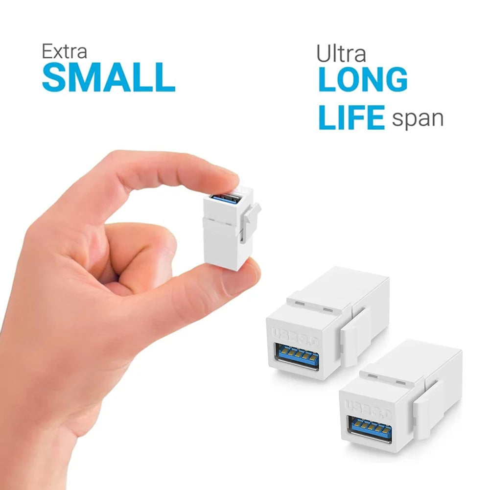 USB 3.0 Keystone Jack Inserts – Snap-In Modular Adapter for Wall Plates
