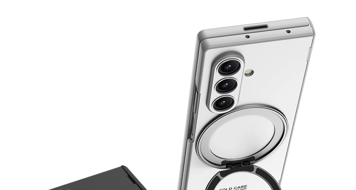 Magsafe Rotating Bracket Case For Samsung Galaxy Z Fold 7 Skin-feel Matte With Glass Film ZFold7 Magnetic Hinge Protective Cover