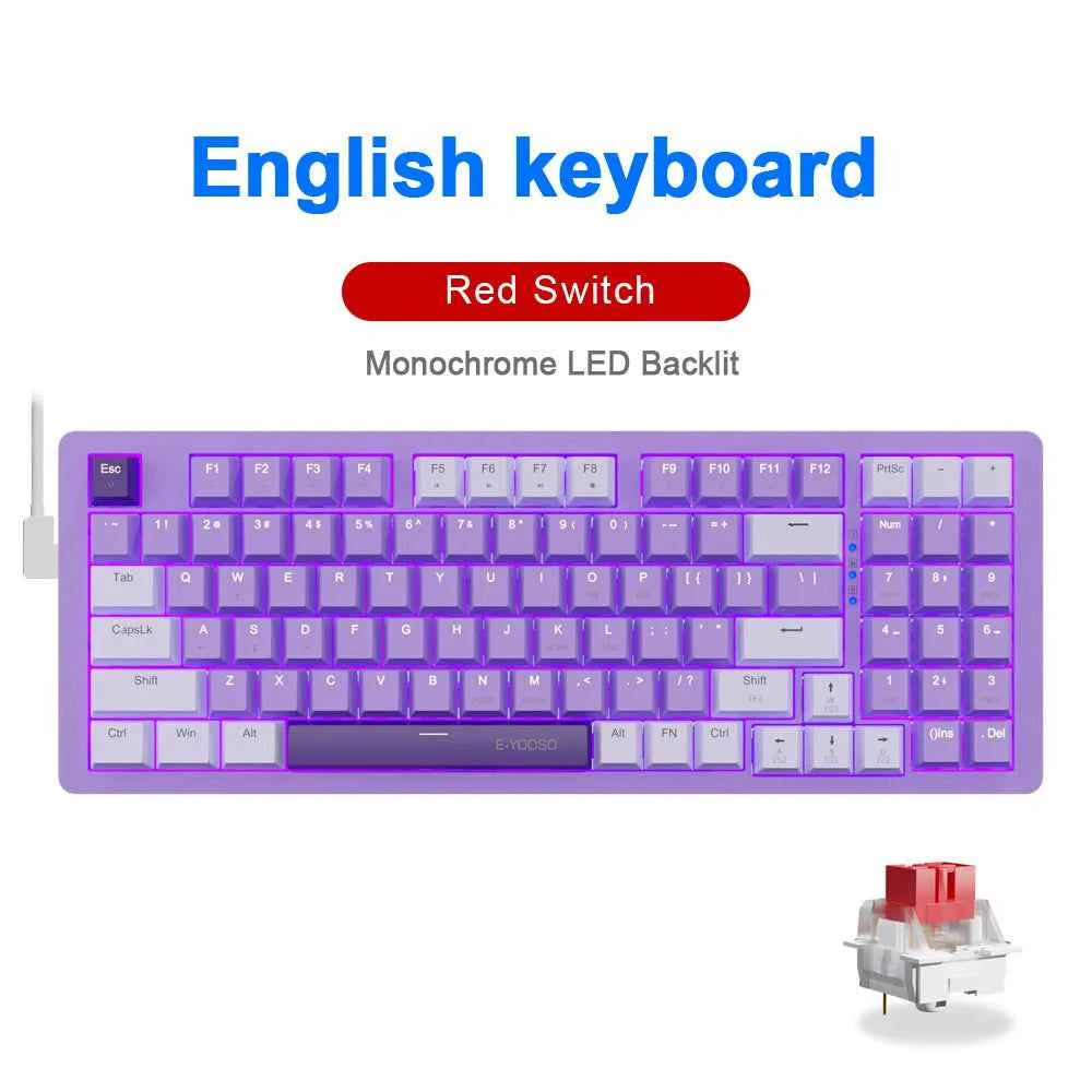 Z94 E-YOOSO Z94 USB Mechanical Gaming Keyboard Wired Monochrome LED Backlit ...