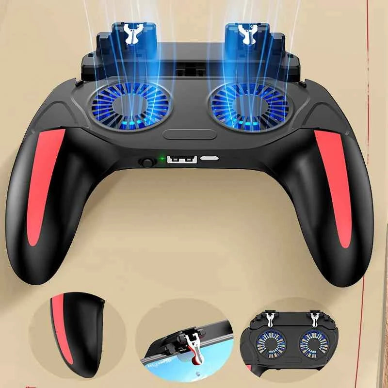 H10 Gaming Handheld Grip Game Controller Joystick Gamepad For Pubg Trigger Cooling Fan Cooler Phone 5000mAh battery/USB powered