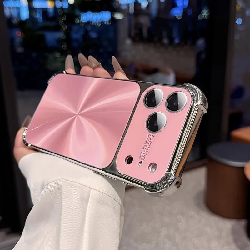 Luxury Plating CD Texture Laser Aesthetic Case For iPhone 17 Air 16 15 14 13 Pro Max Plus Dazzle Aurora Armor Shockproof Cover