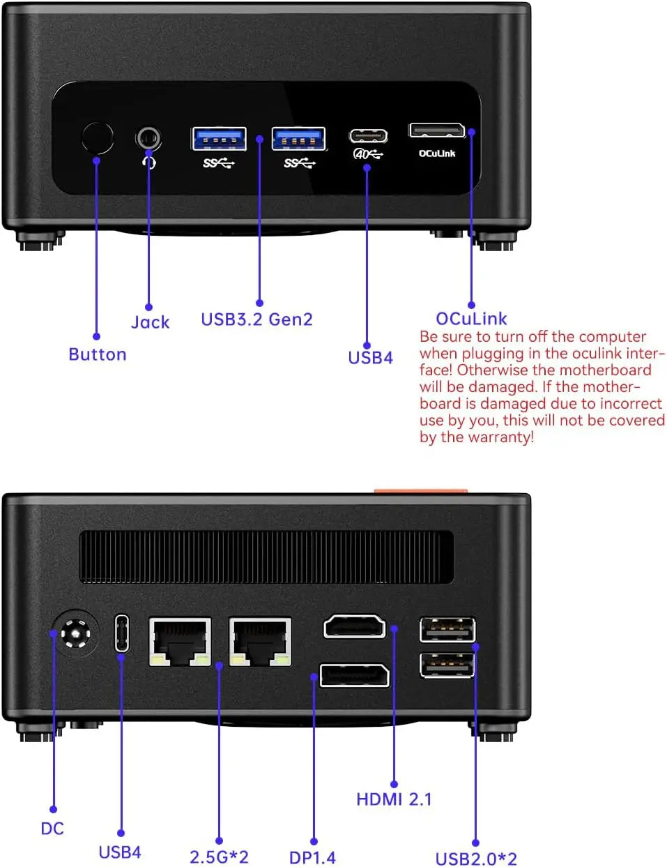 AOOSTAR GEM12 Mini PC Ryzen 7 PRO 8845HS 8C/16T Radeon 780M Dual NVMe OCuLink 70W USB4 for Desktop Gaming Mini PC Computer - WinSupport Tech