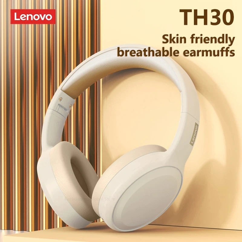Lenovo TH30 Wireless Bluetooth Headphones with Headwear Earmuffs, Sports Earphones, Esports Games with Microphone