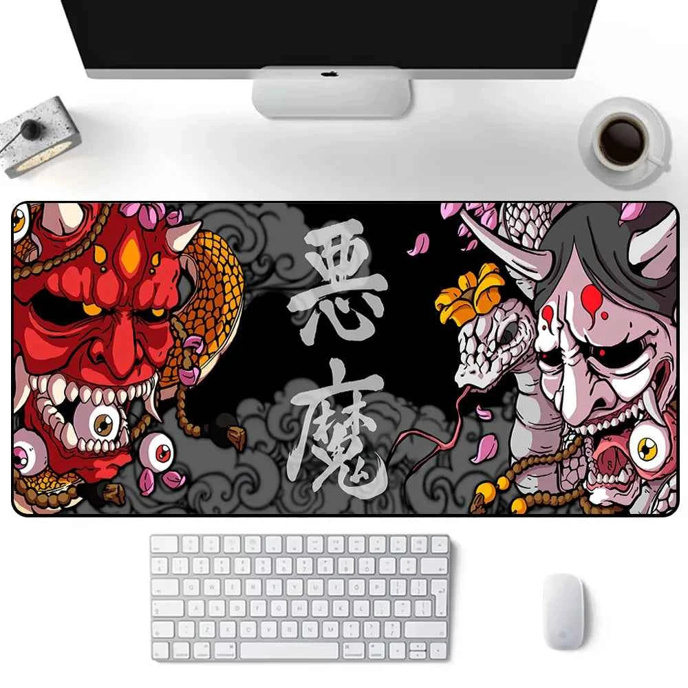 Game mouse pad Japanese samurai devil mousepad black ghost face gamer desk mat mouse pad carpet gaming accessories table pad