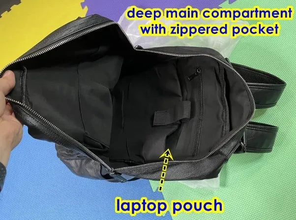 MOYYI Leather Laptop Backpack for Men Waterproof Travel Backpack Vintage Business Bag for Commuter Casual Leather Daypack