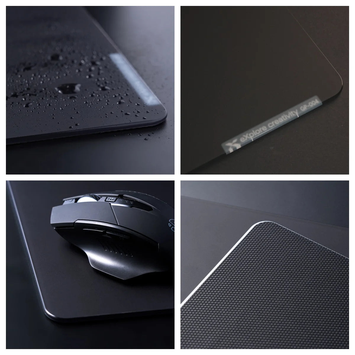 XVX Premium Glass Mousepad Micro-etched surface Full Anti-slip Rubber Base Special Tempered Glass Black Mouse Pad for Gamer