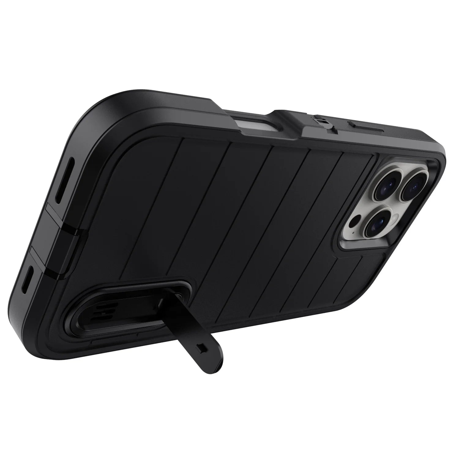 For iPhone 11 12 13 14 15 16 Plus Pro Max Case Heavy Duty Shockproof Hybrid Rugged Kickstand Cover Black