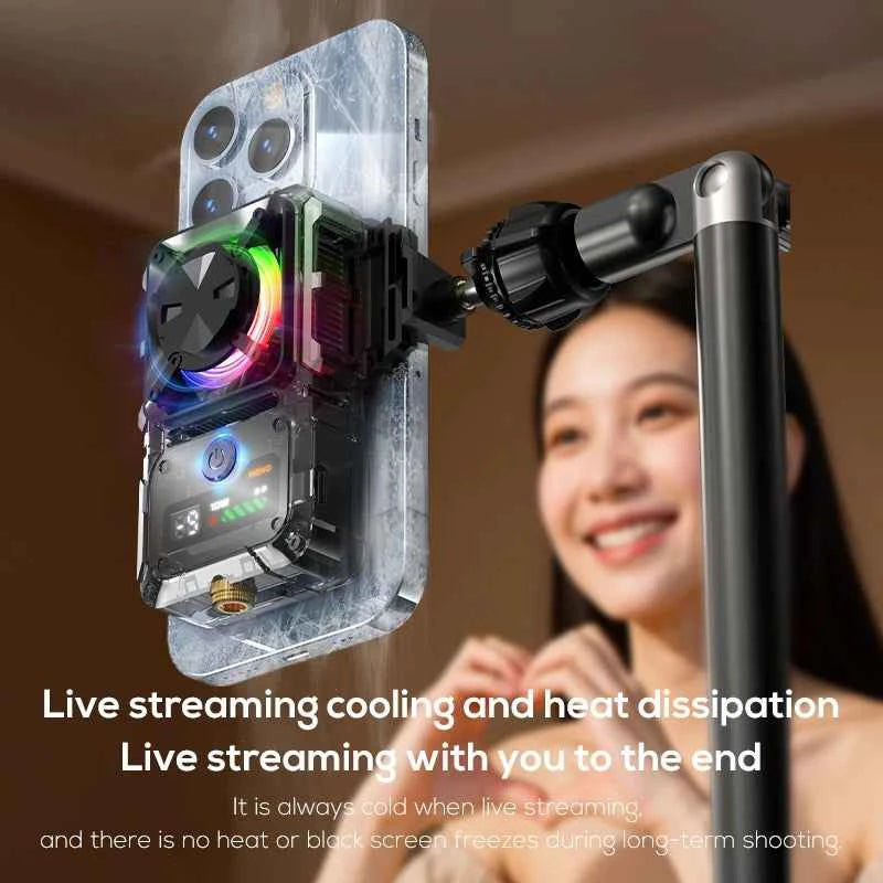 DL23 Semiconductor Phone Cooler Powerful Cooling 2000mAh Temperature Control Digital Display Dual Live Streaming Mount Holes