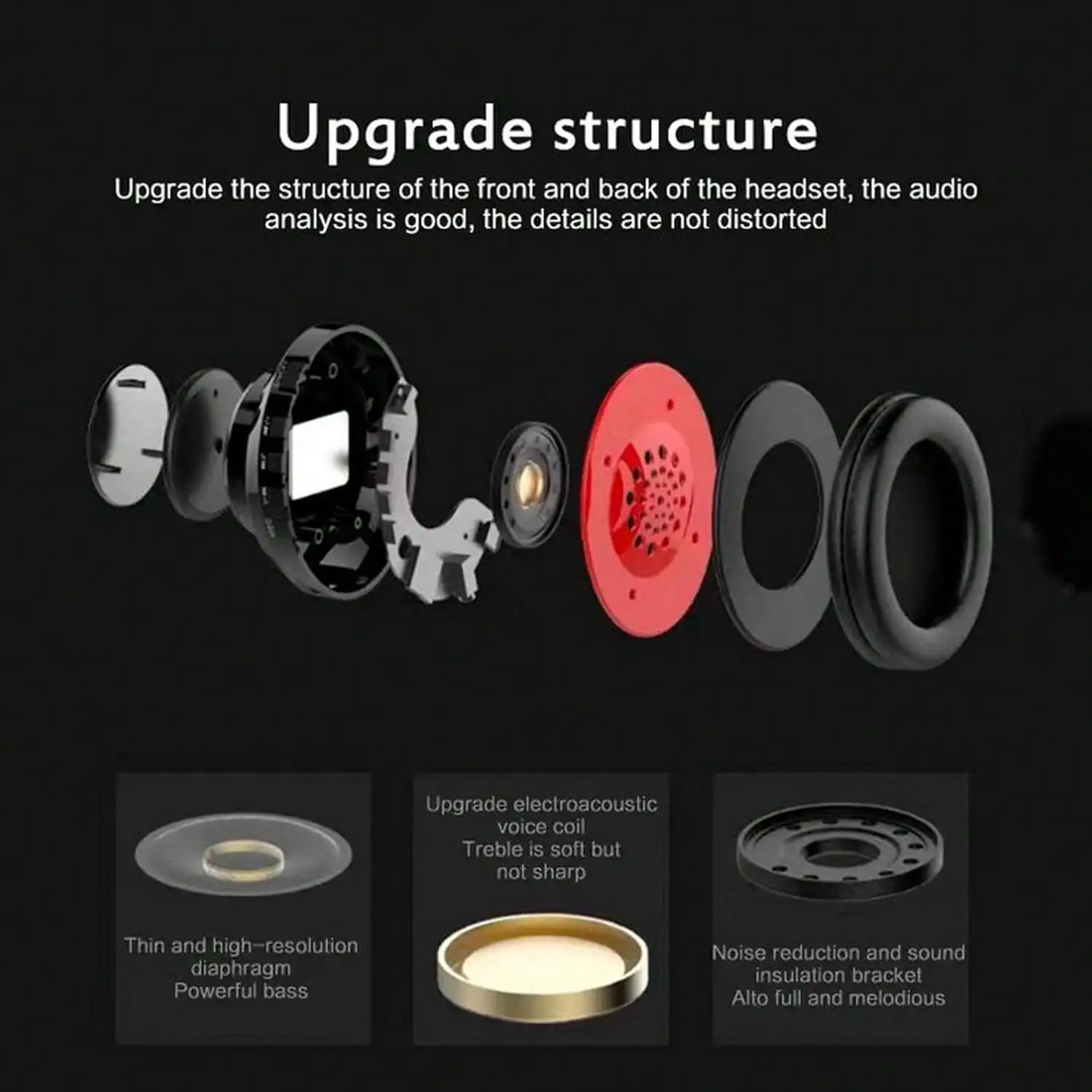 Bluetooth 5.3 Over-Ear Headphones, Active Noise Reduction, Subwoofer Bass, LED Light Design, Foldable Portable Wireless Headset for Gaming, Music, Sports, Phones & Computers