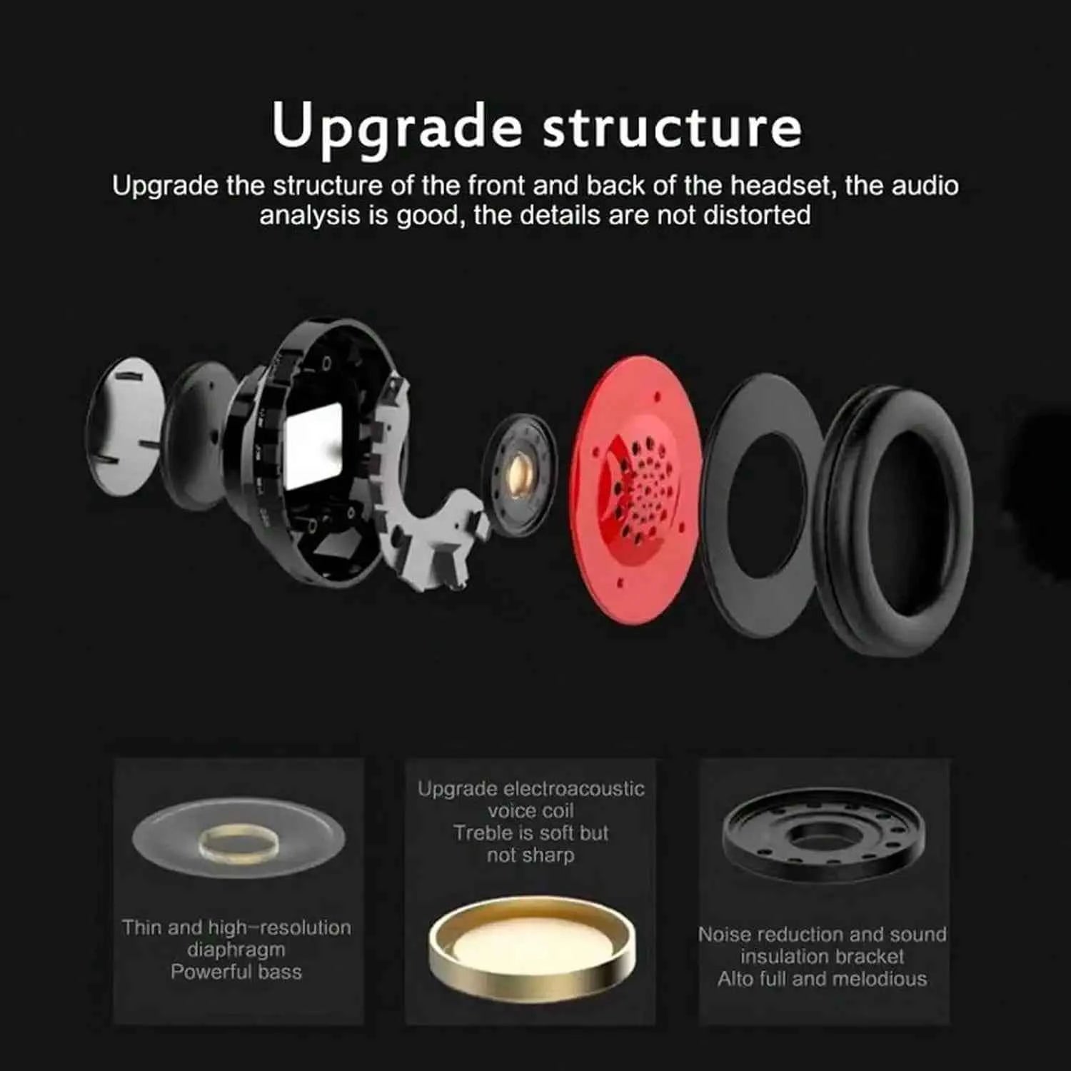 Bluetooth 5.3 Over-Ear Headphones, Active Noise Reduction, Subwoofer Bass, LED Light Design, Foldable Portable Wireless Headset for Gaming, Music, Sports, Phones & Computers