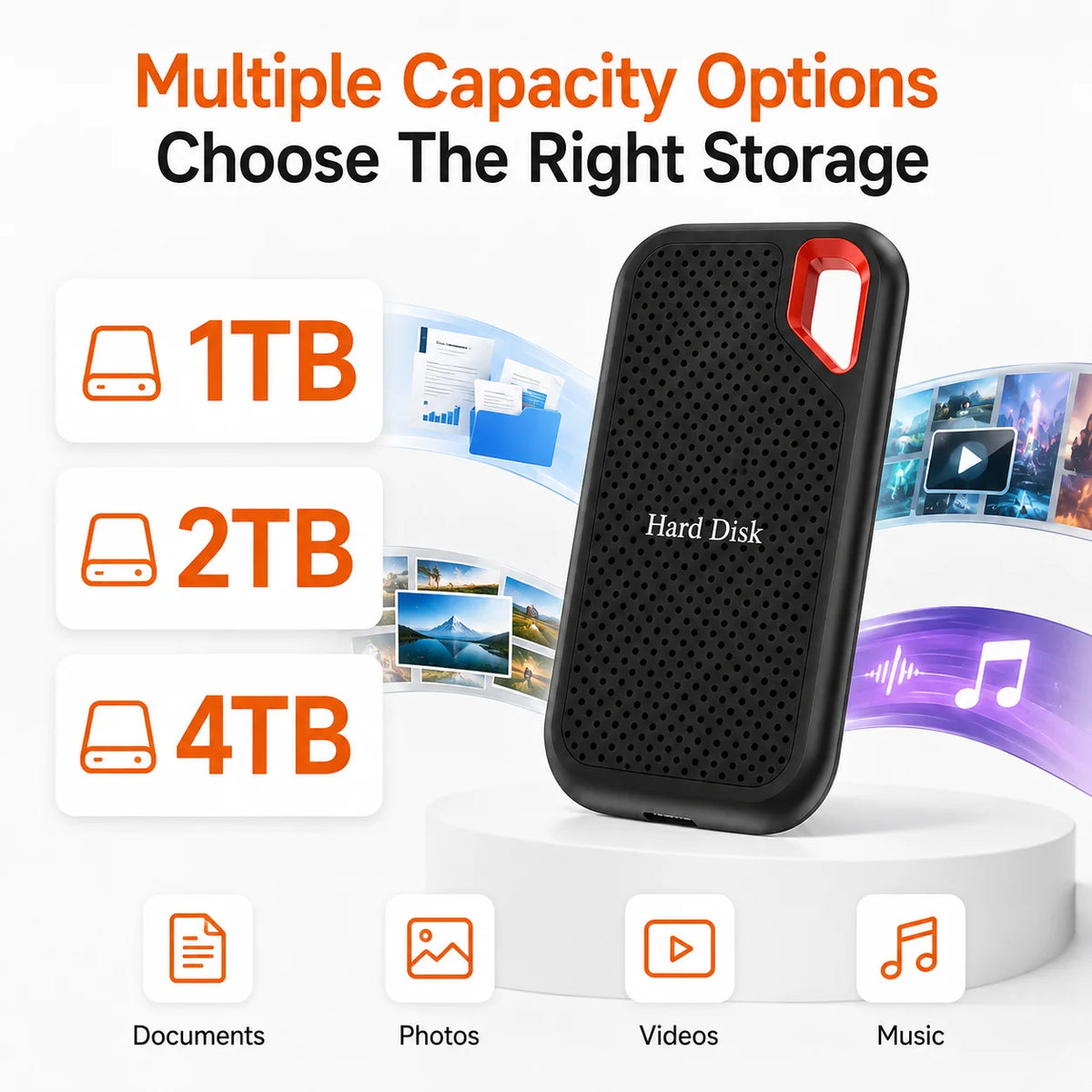 External Portable SSD 1TB Solid State Hard Drive 2TB Reliable Data Storage Disk for  PC/Mac/Phone