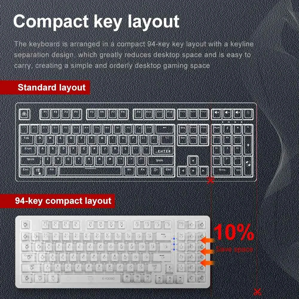 E-YOOSO Z94 USB Mechanical Gaming Keyboard Wired Monochrome LED Backlit Blue Red Switch 94 Key for Compute Laptop PC