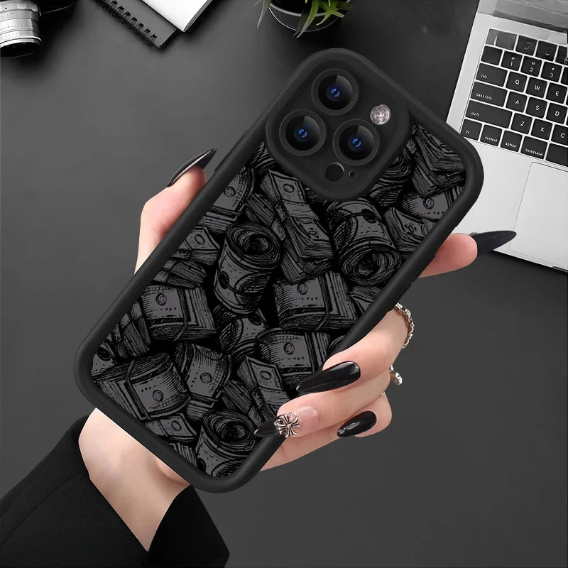 Banknote pattern phone case with soft silicone case for iPhone 16, iPhone 15 14 13 12 11 Pro Max XS X XR 7 8 15 16 Plus