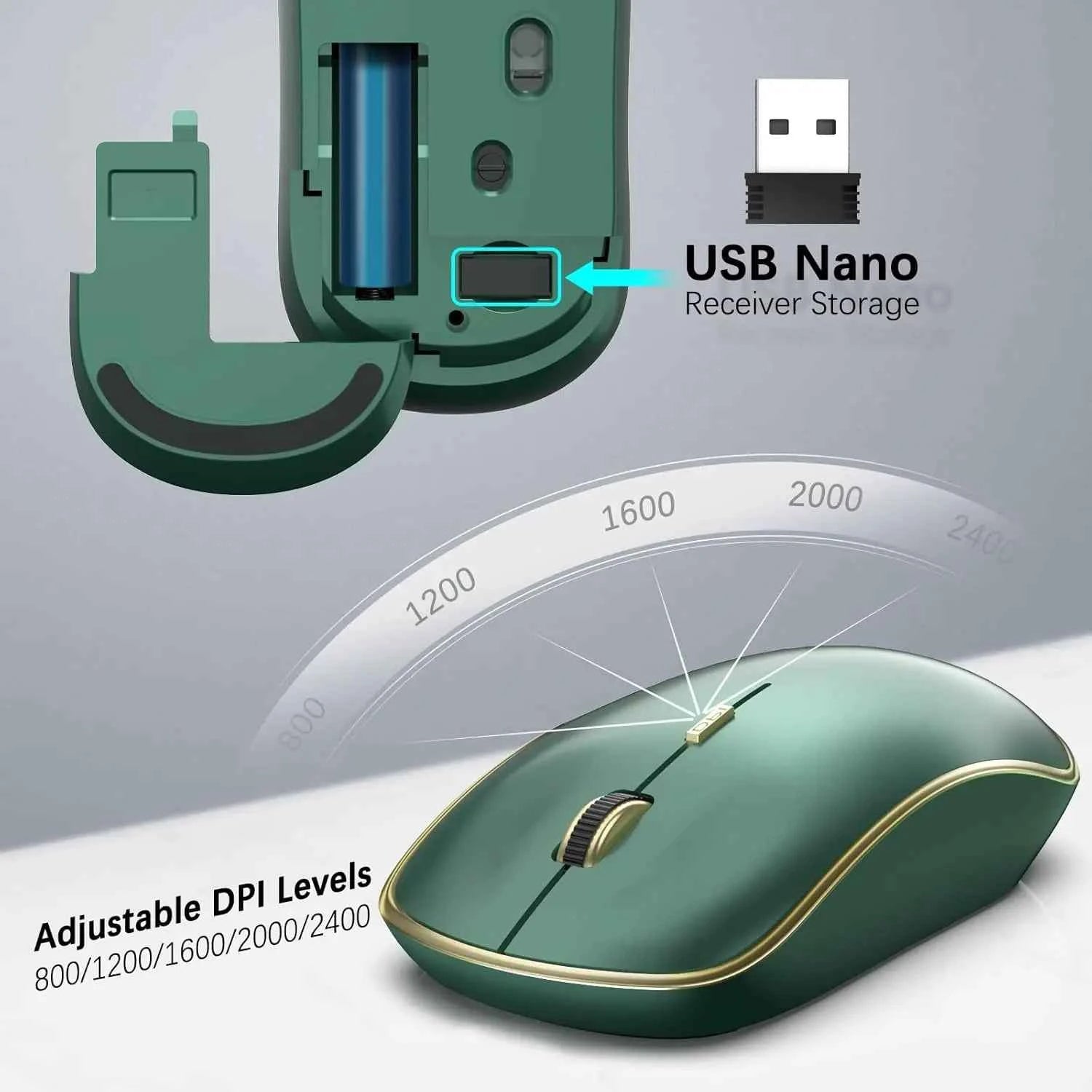 Ergonomic wireless keyboard and mouse, ultra-thin and compact design French AZERTY/ American QWERTY quiet,USB-A and USB-C ports.