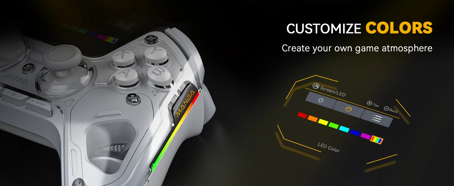 Mamba One V2 Screen Interactive Wireless Gaming Controller for iOS/Android/Switch/PC  Hall Effect,1800mAh with Charging Dock