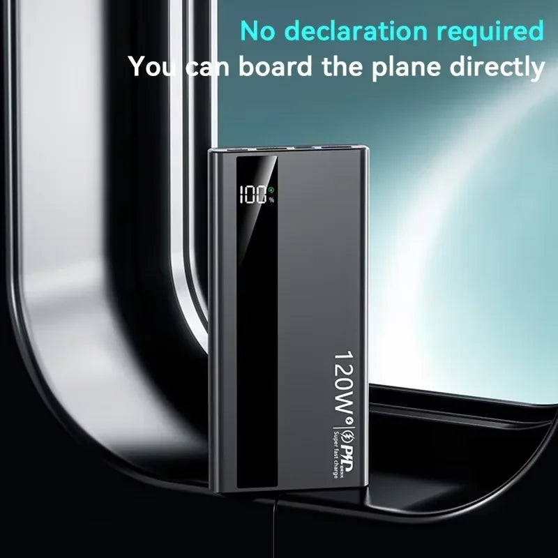 Lenovo 120W 500000mAh Capacity Power Bank Portable Super Fast Charging LED Digital Display External Battery for iPhone Samsung
