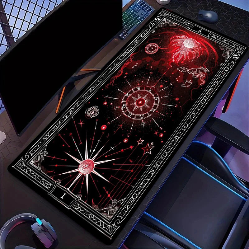Charming Oversized Purple Card Moon and Stars Gaming Mouse Pads, Anti-slip Durable Table Pad, Suitable for Gamers and Office Use