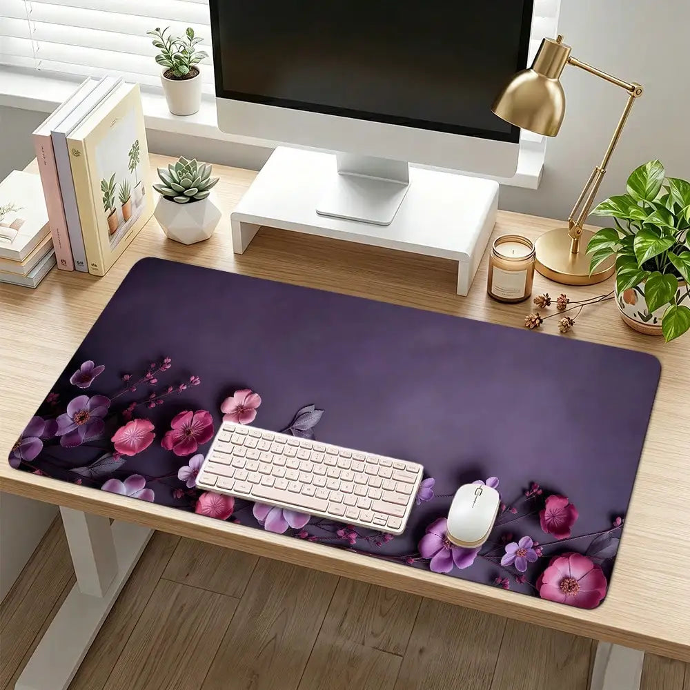 1pc, 31.50 X 11.81 Pink Floral Blossom Large Waterproof Mouse Pad, Antislip Desk Protector For Keyboard, Mouse, Smooth For Gaming, Desk Accessory, For Home