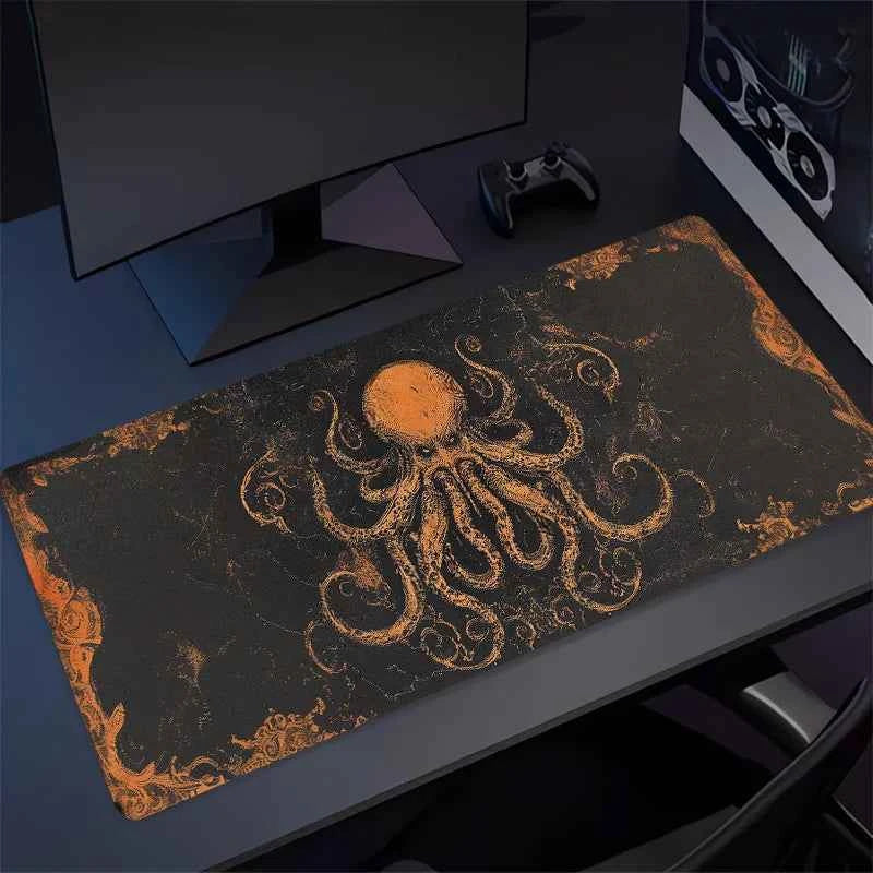 Gaming Mouse Pad Large Octopus Pattern Desk Mat Natural Rubber Non Slip