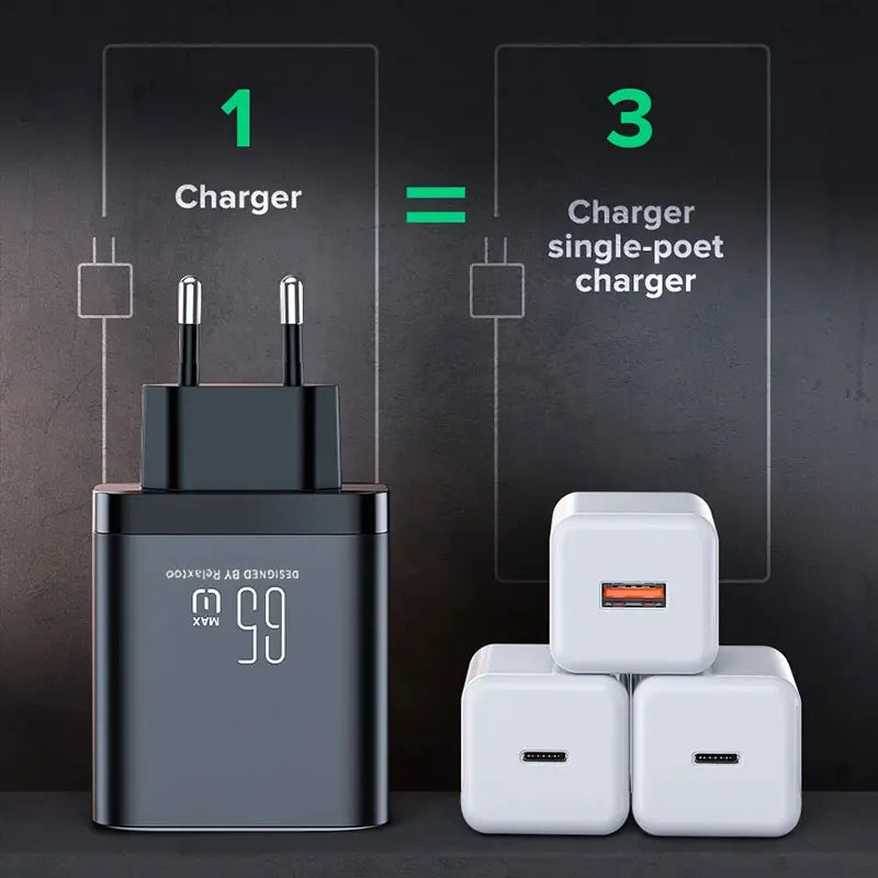 65w USB Type-C Charger PD Fast Charger Quick Charger PD 45W 30w Dual USB C Charger For iPhone Samsung S26 S25 Laptop Tablet