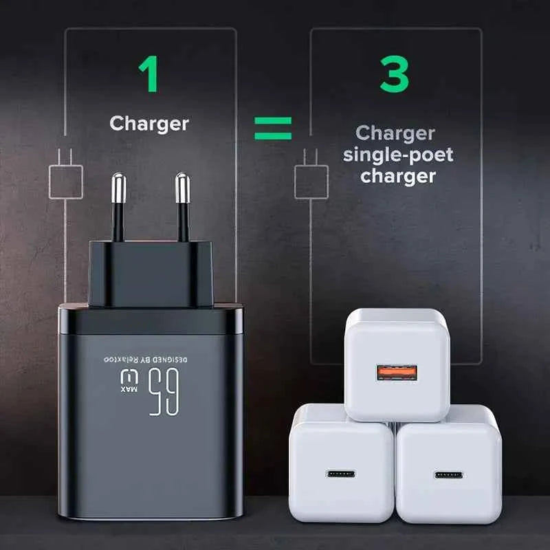 65w USB Type-C Charger PD Fast Charger Quick Charger PD 45W 30w Dual USB C Charger For iPhone Samsung S26 S25 Laptop Tablet
