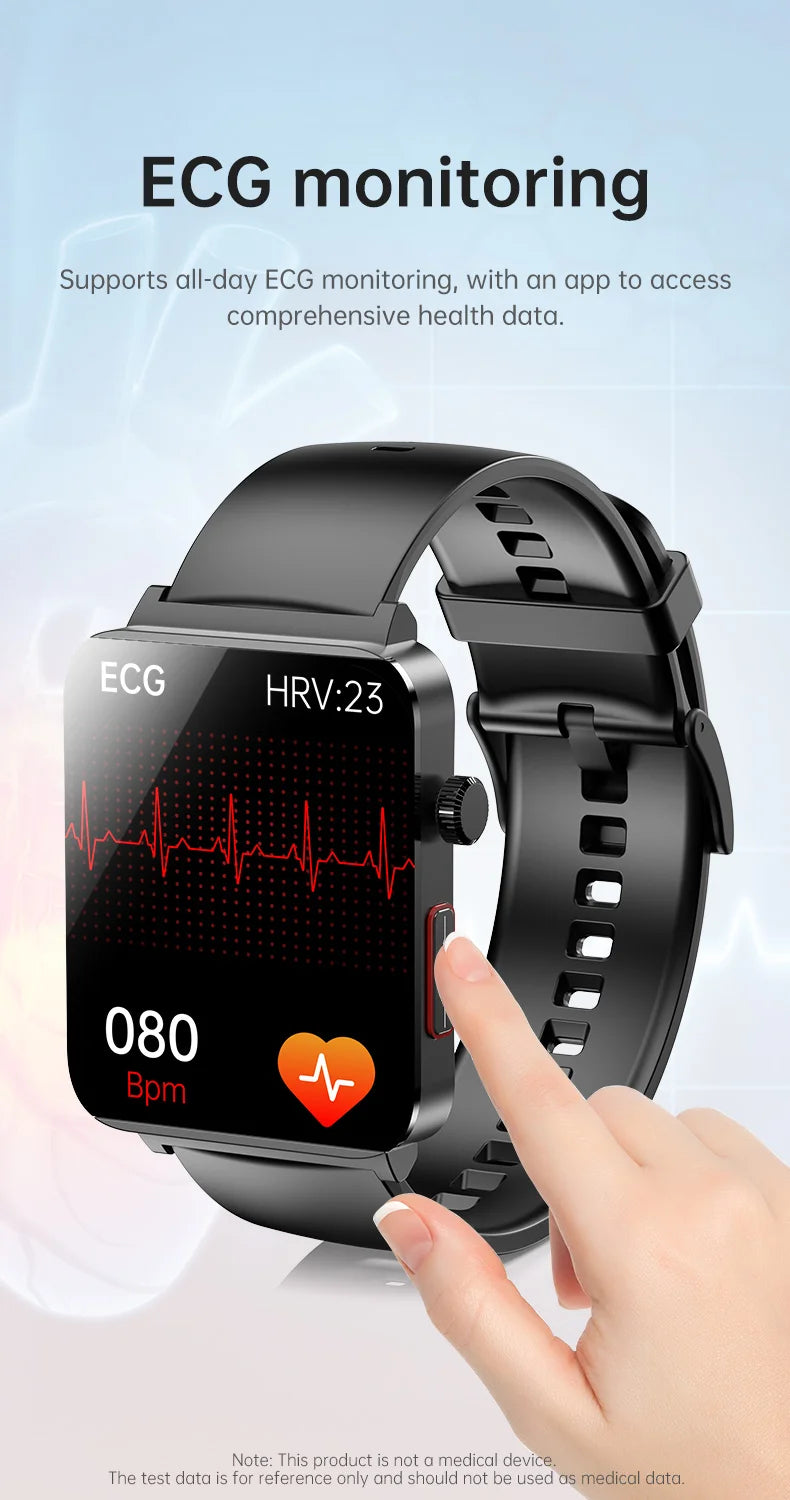 KS03 PRO Health Smart Watch For Men Women Bluetooth Calling Fitness Tracker Smartwatch E/C/G Test Outdoor 1.96