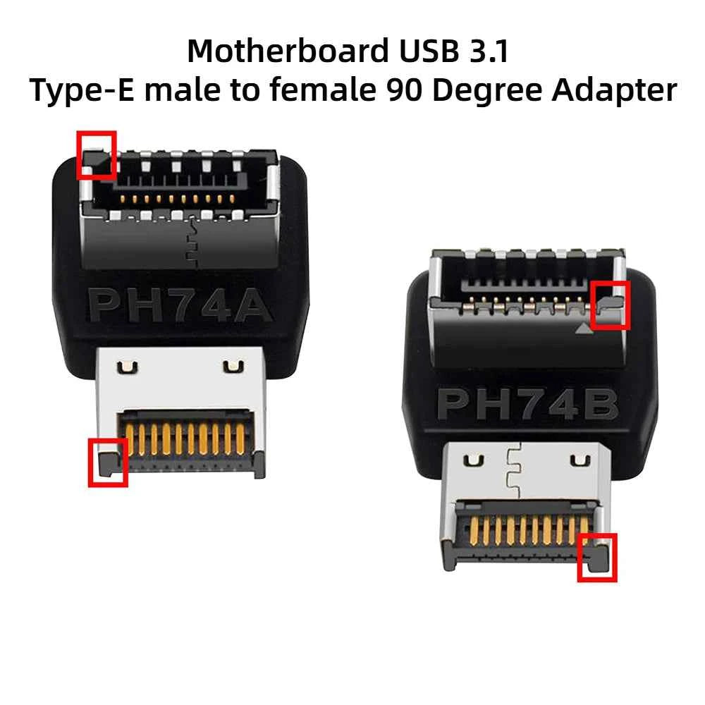 Motherboard USB C 3.1 Front Panel Adapter 90 Degree Angled Type E Male To Female Internal Connector for Asus Desktop Computer