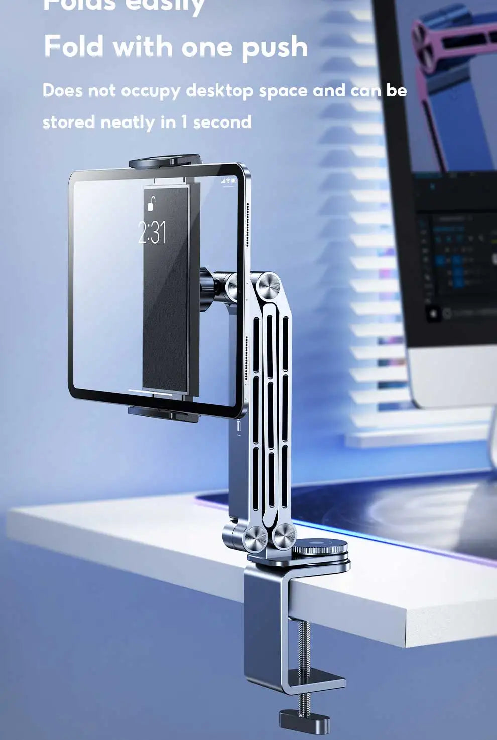 MoZhao Tablet Stand Desktop Support Stand Phone Holder 360° Rotating Folding Aluminum Alloy Office Fixing Magnetic Bracket
