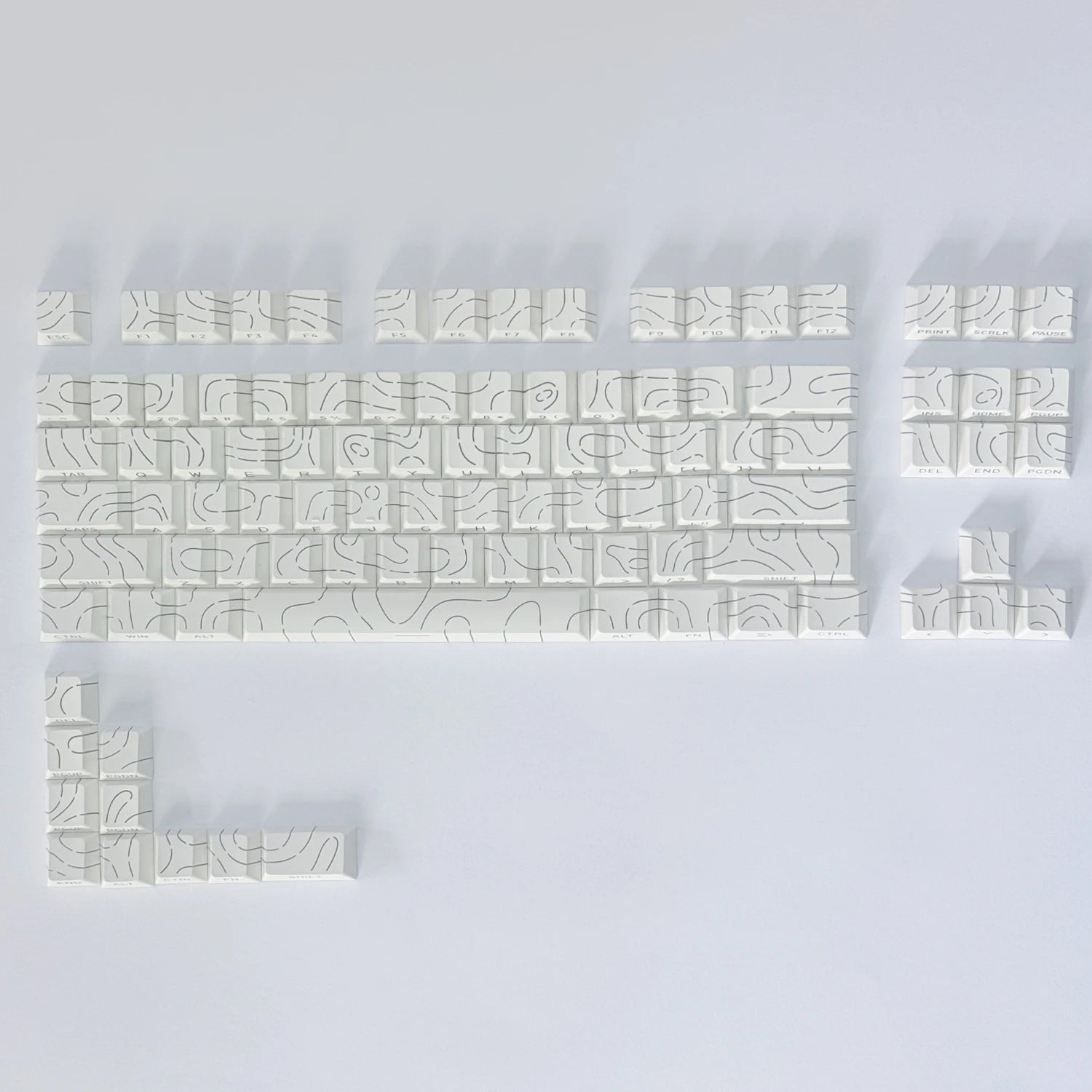 Lines Sided Shine Through Keycaps Cherry Profile Black White 97/133 Keys Customer keycaps for Mechanical Keyboard 60% 65% 75%