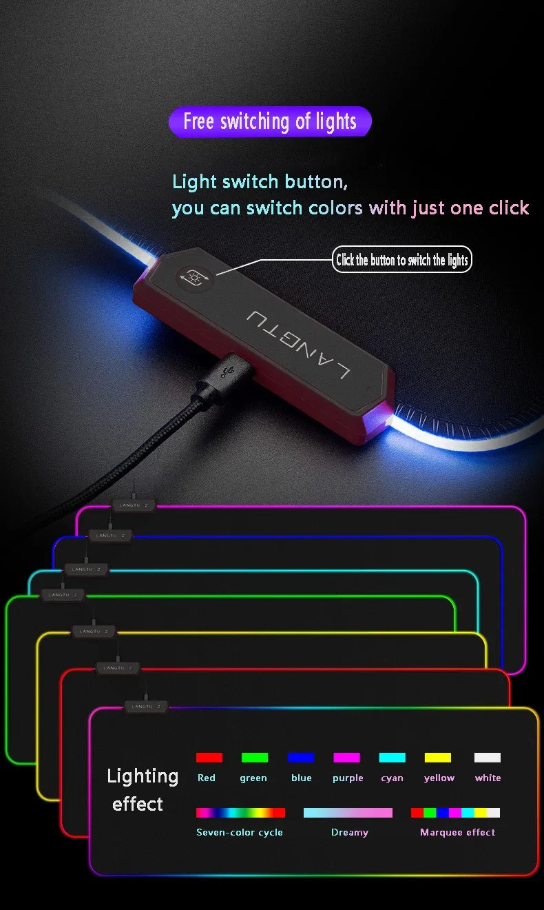 RGB Led Backlight Mouse Pad Cool Cyberpunk Gaming Accessories Carpets Large Mause Pad Gamer XL Neon Desk Mat Rug Mouse Mat