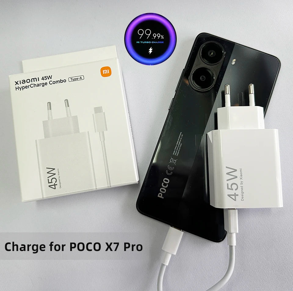 Original XIAOMI Charger 45W 33W Fast Turbo Charge Cable Usb C Travel Adapter Mi 11 10t Pro 10 11s Poco M7 X7 X5 X3 Redmi Note 15