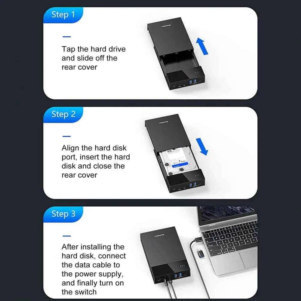 UK Plug 3.5-inch 2.5-inch External Hard Drive Enclosure Multi-Port Hub USB 3.0 to SATA Hard Drive Docking Station 20TB