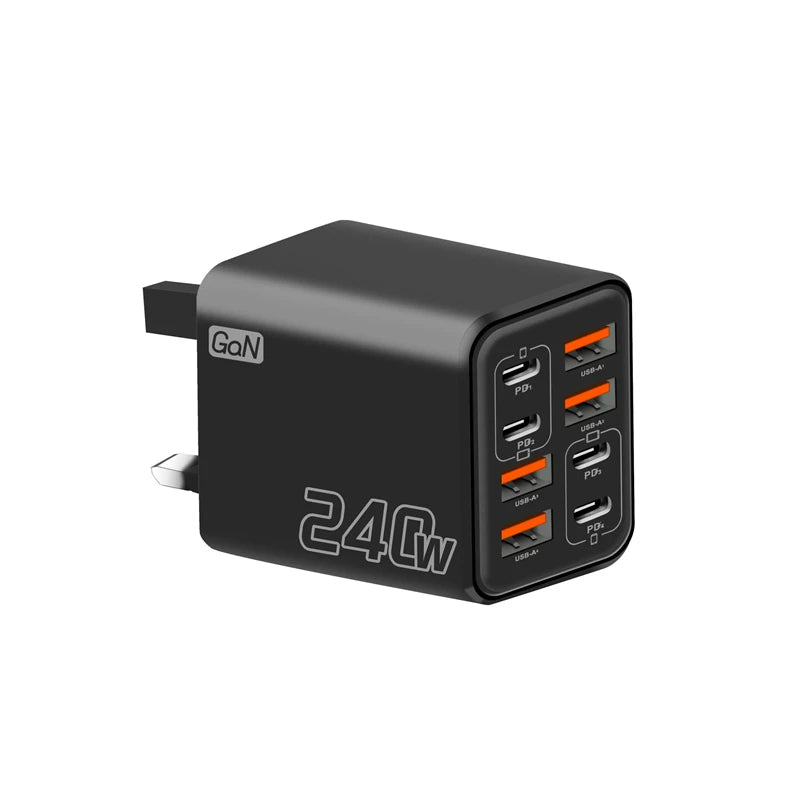 240W GaN USB C Charger 8 in 1 Fast Charging Phone Charger Power Adapter For iPhone Xiaomi Type C EU/US/UK Plug Wall Charger