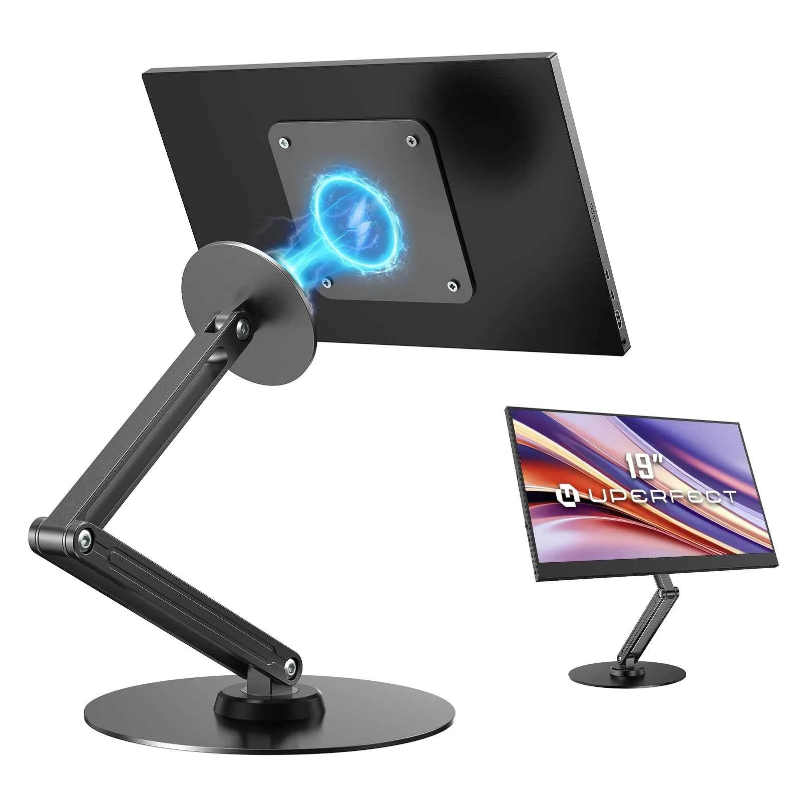UPERFECT Portable Magnetic VESA Mount for Monitor 360° Swivel Base Adjustable Stand Multi-Angle Holder Support 12