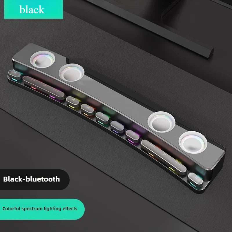 Computer Audio Desktop Notebook Long Multimedia Gaming Bluetooth Speaker Game Subwoofer 7 Color LED Lights/FM