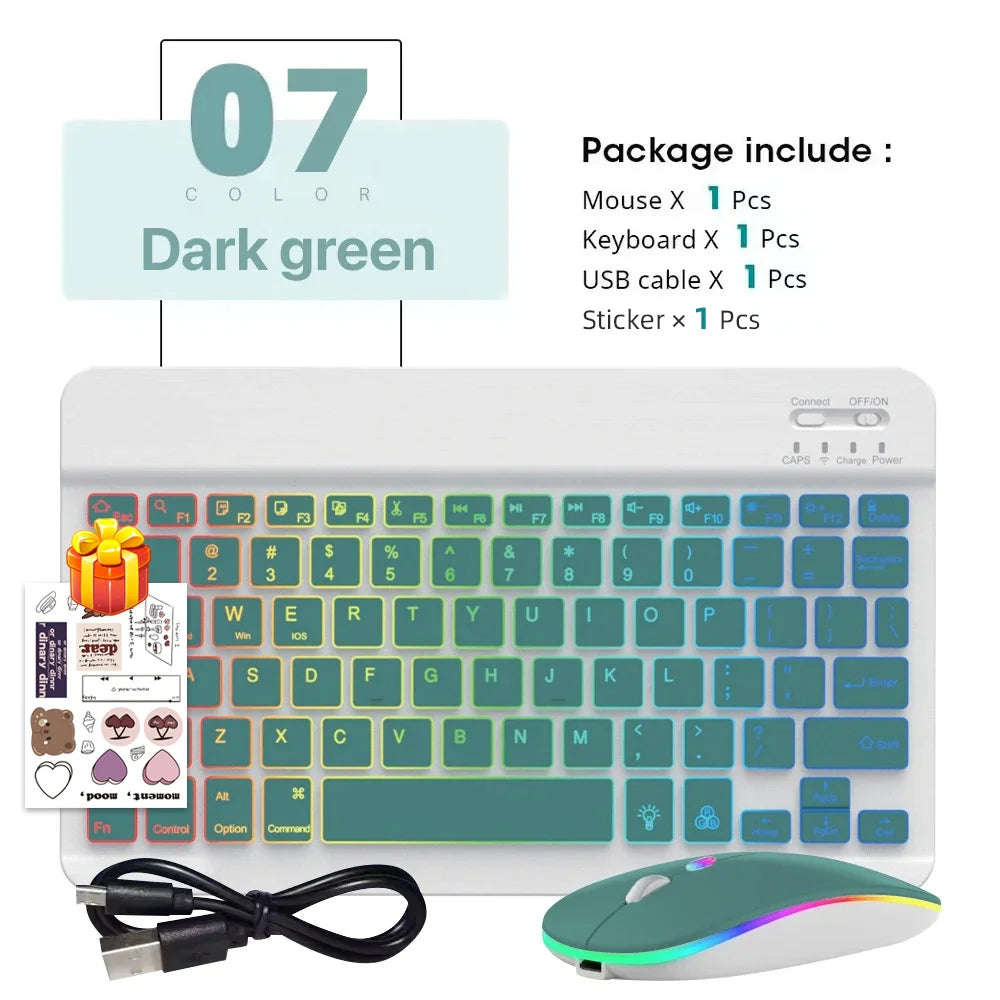 2026 Portable Bluetooth Backlit Keyboard For Xiaomi iPad / iOS Android Windows Tablet Phone Wireless Keyboard With Mouse Spanish