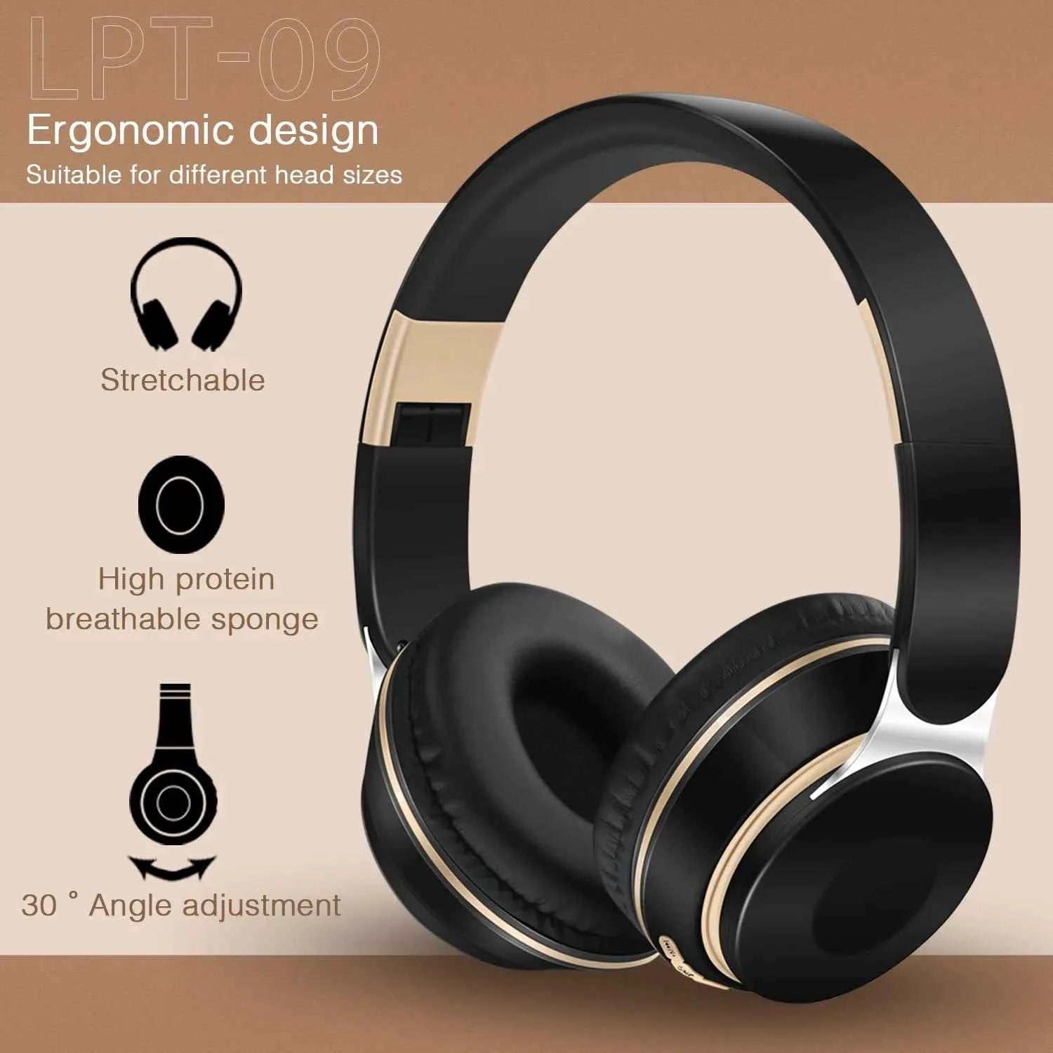 2026 Wireless Bluetooth Headphones Stereo Headband Headset with SD Card Support And Mic for iPhone Samsung Tablet