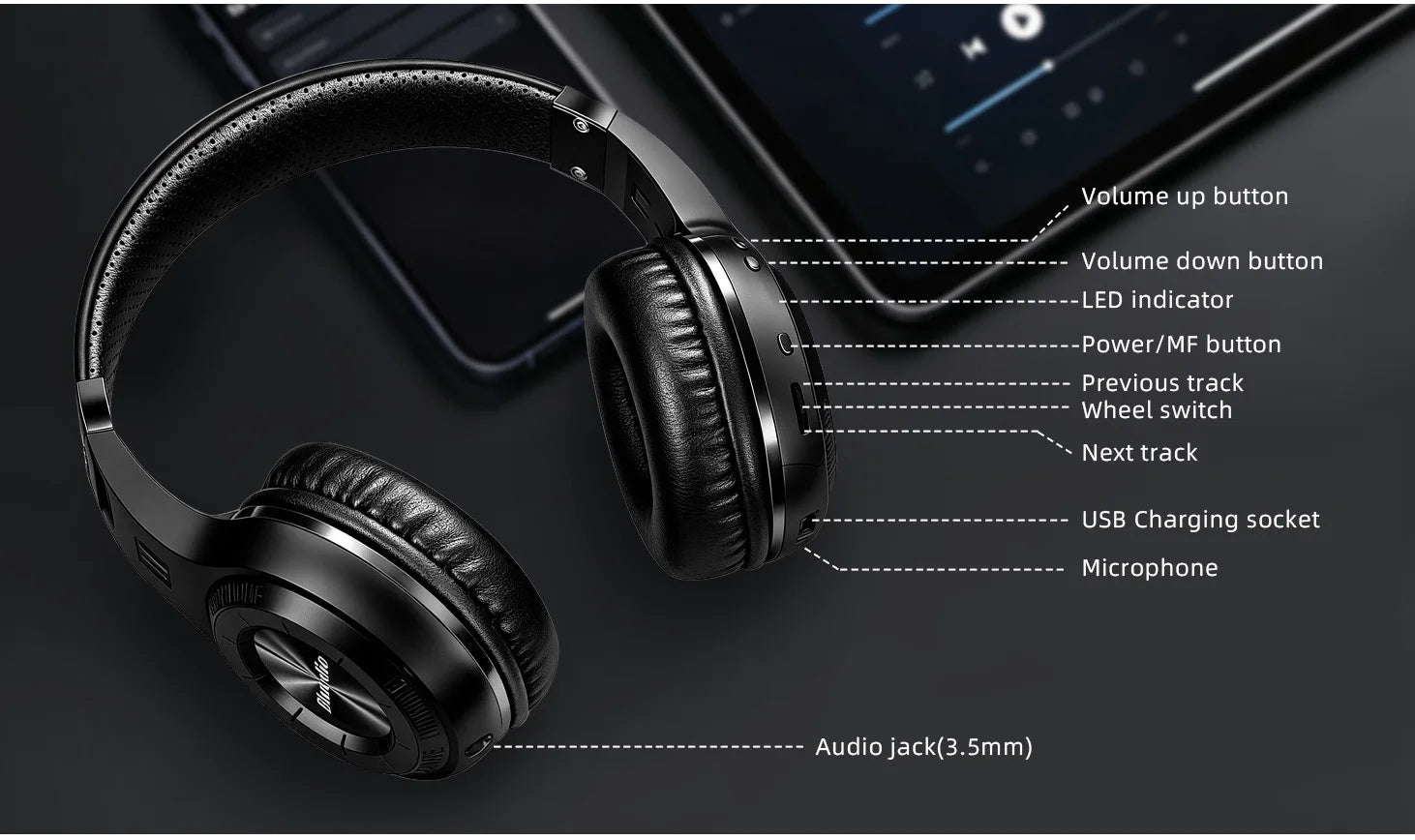 Bluedio HT Wireless Headphones Bluetooth 5.4 HIFI Sound Wired Headset 57mm Loudspeaker Built-in Microphone 650mAh Battery