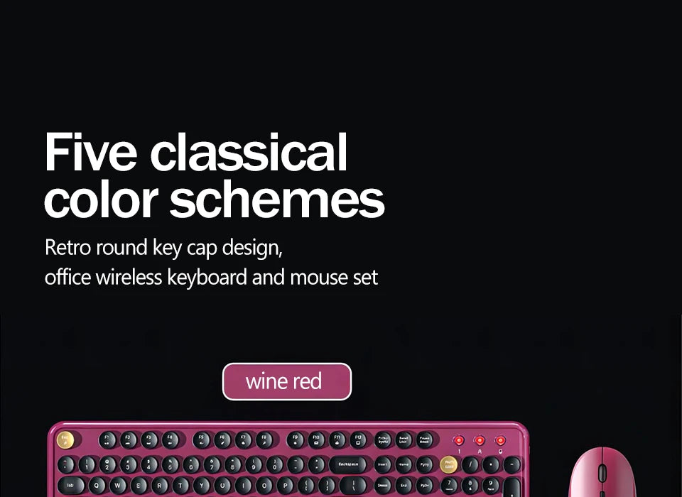 AULA AC306 Wireless Keyboard and Mouse  Combo Retro Round Key Cap Full-size 104-key Laptop for Office Entertainment