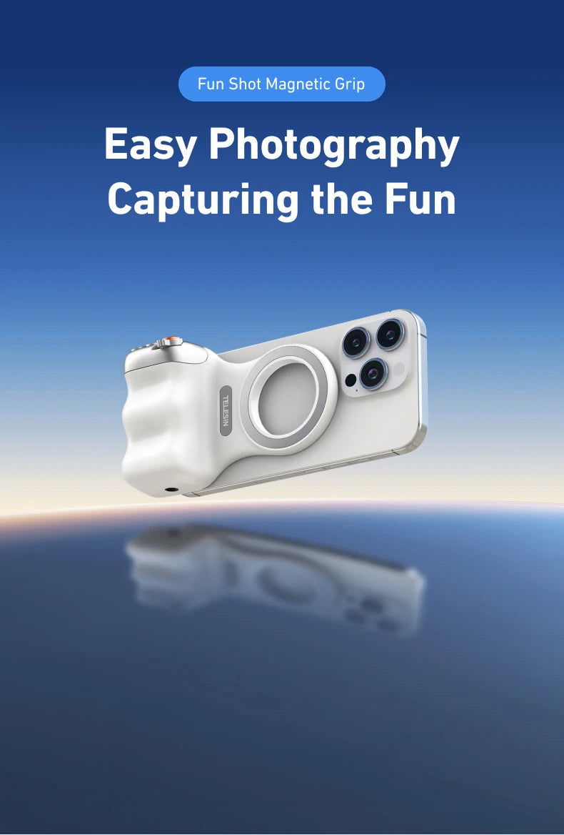 TELESIN Magnetic Phone Camera Shutter Grip and Fill Light Set Shooting Aid Remote Control Handle for Iphone HUAWEI SAMSUNG Phone