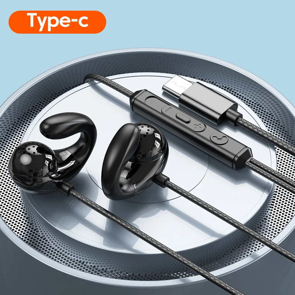Type C Over-ear Wired Headphones With 3.5mm Ear Clips Non-inferior Earphones Wireless Control With Microphone Limited Editio
