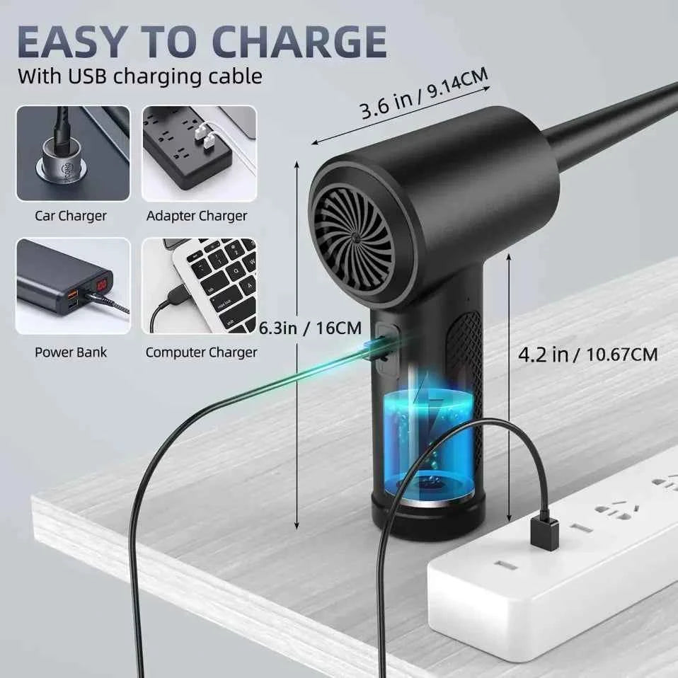 Electric Wireless Air Duster Compressed Air Blower with LED Light for Cleaning Computer Keyboard Camera Car Home