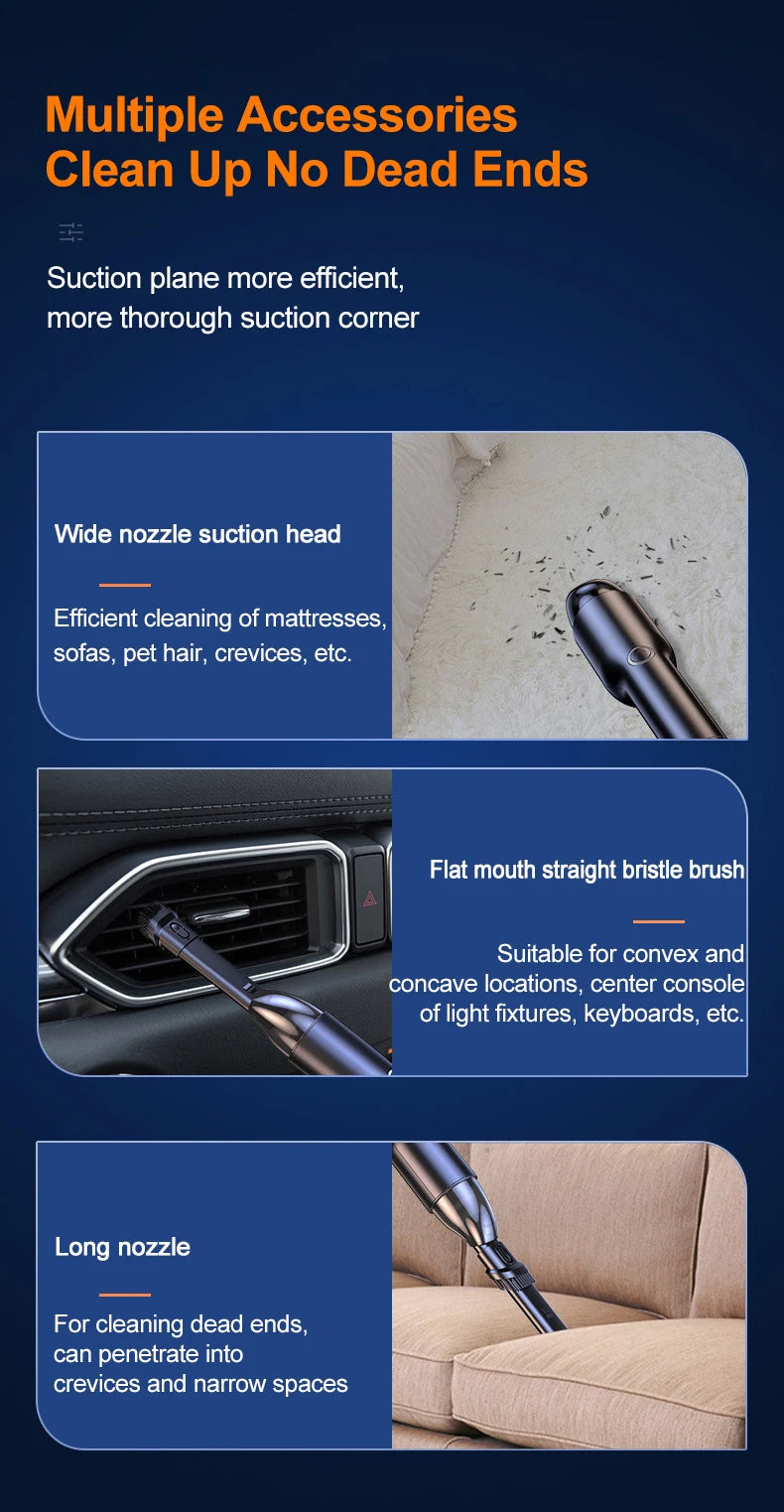 New Design Car Vacuum Cleaner 10000PA Strong Suction Wireless Portable Vacuum Cleaner For Car Home Desktop Keyboard Cleaning