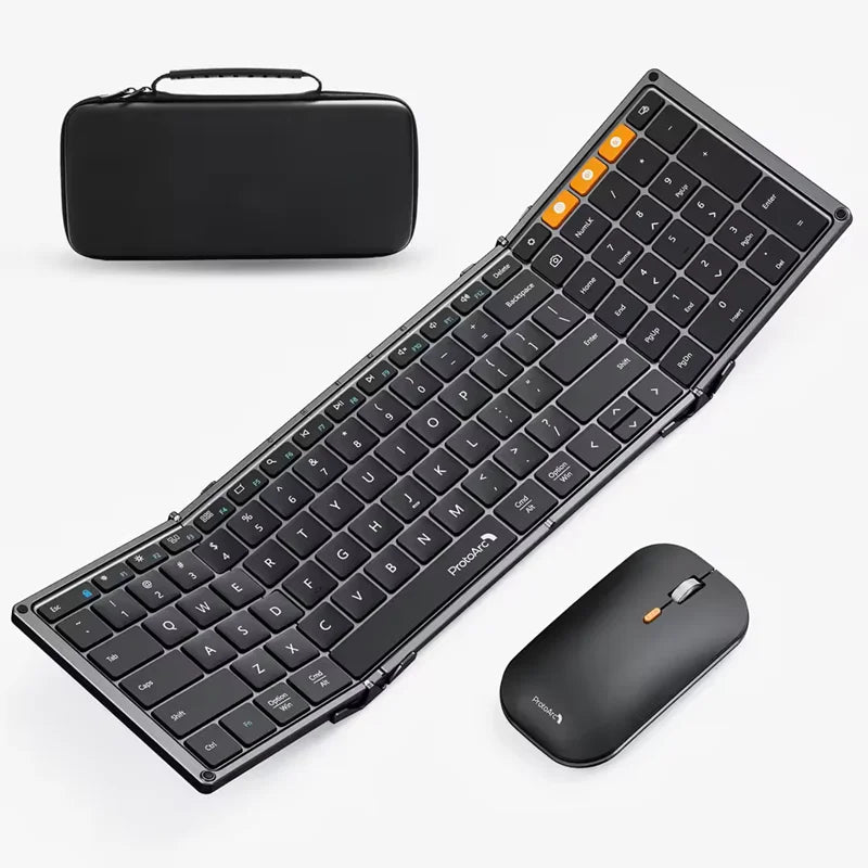 ProtoArc Foldable Keyboard and Mouse, XKM01 Combo for Business Travel 2.4G+Dual Bluetooth Portable  for Laptop iPads Tablets - WinSupport Tech