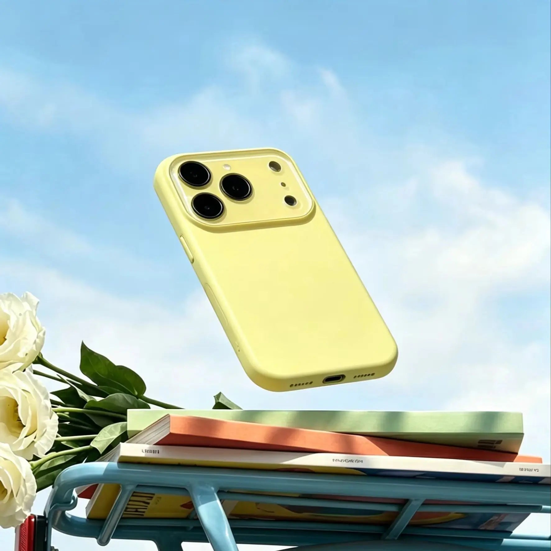 Caseative Solid Color with Crystal Camera Lens Protection Compatible with iPhone Case (yellow,iPhone 17 Pro Max)