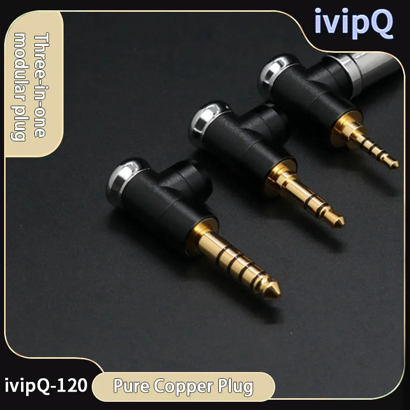 ivipQ 26AWG 7N OCC Palladium Plated L-type Modular Plugs 3-in-1 Earphone Upgrade Cable With MMCX/2PIN/0.78mm/QDC/N5005 For AKG