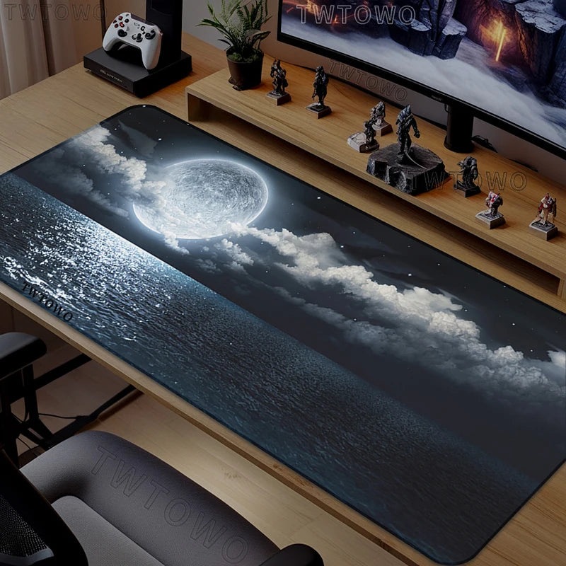 Black Moon Night Mouse Pad Gaming printon demand Custom Large HD Mousepad XXL keyboard pad Office Soft Carpet Table Mat Mice Pad